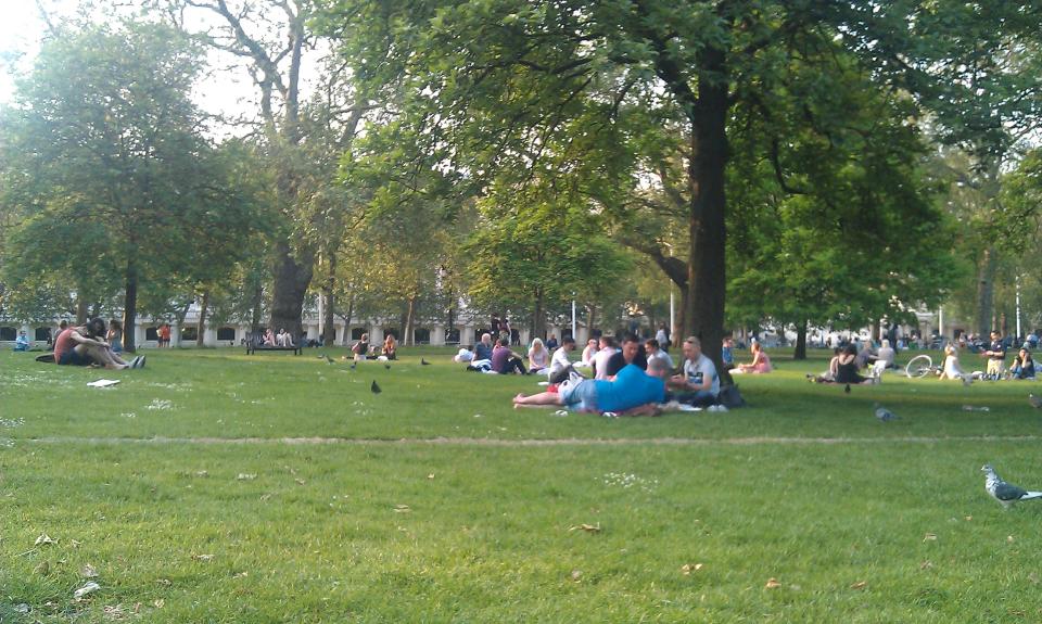 Enjoying the sun in St James' Park, London