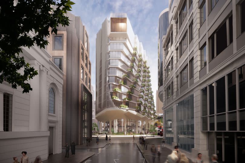 A mock-up of what one of the proposed office blocks in London Wall West may look like