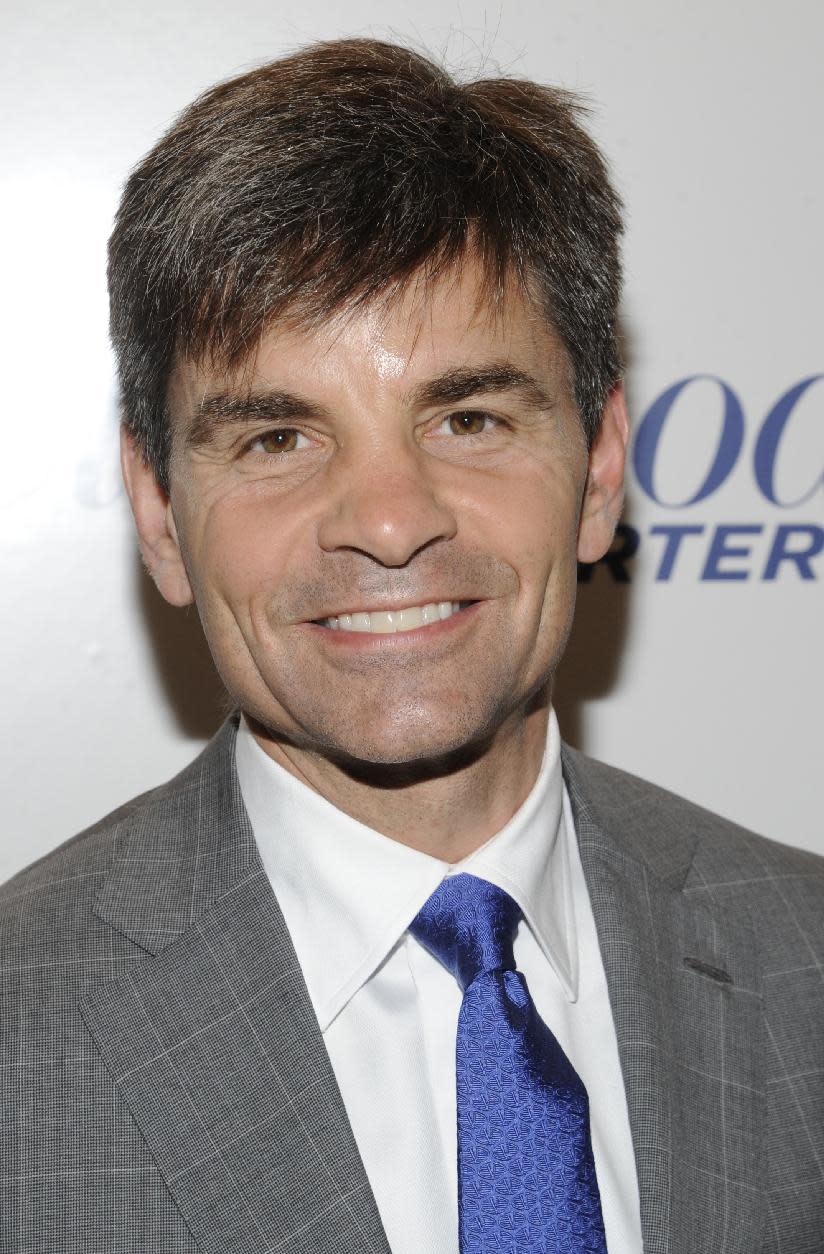 COMMERCIAL IMAGE In this photograph taken by AP Images for The Hollywood Reporter George Stephanopoulos arrives at The Hollywood Reporter 35 Most Powerful People in Media event on Wednesday, April 11, 2012 in New York. (Evan Agostini/AP Images for The Hollywood Reporter)