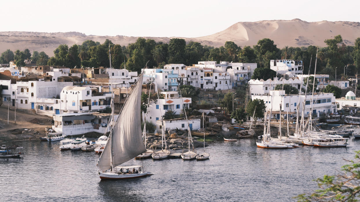  Sailboats on the river Nile. 