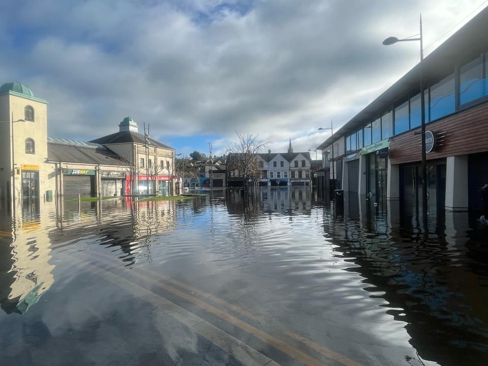 Flooding in the streets of Downpatrick. Business owners and residents in Downpatrick have said the town is left feeling 