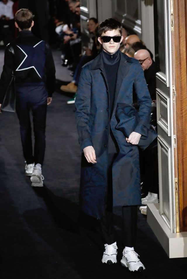 Valentino plays it cool with dark, subtle colors, lifted with occasional prints and XXL motifs - fall/winter 2018-2019 collection. Paris, January 17, 2018