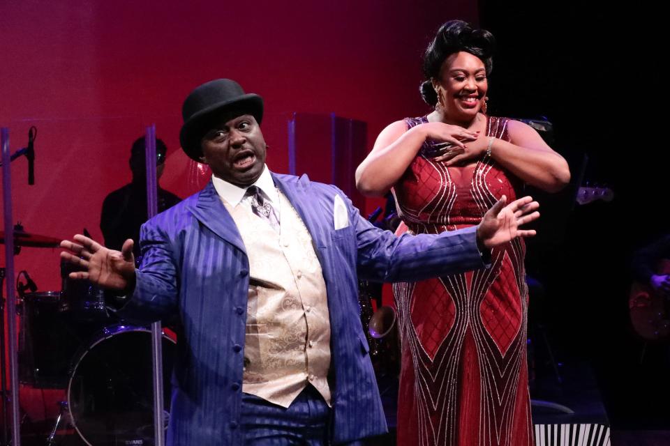 Leon S. Pitts II, left, and Ariel Blue star in the Westcoast Black Theatre Troupe’s “Big Sexy: The Fats Waller Revue.”