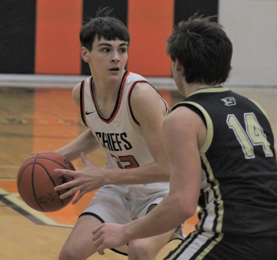 Freshman Gavin Smith scored 19 points for the Cheboygan boys basketball team against Kalkaska on Monday. However, the Chiefs' season came to a close following a MHSAA Division 2 district first-round loss to the Blazers in Kalkaska.
