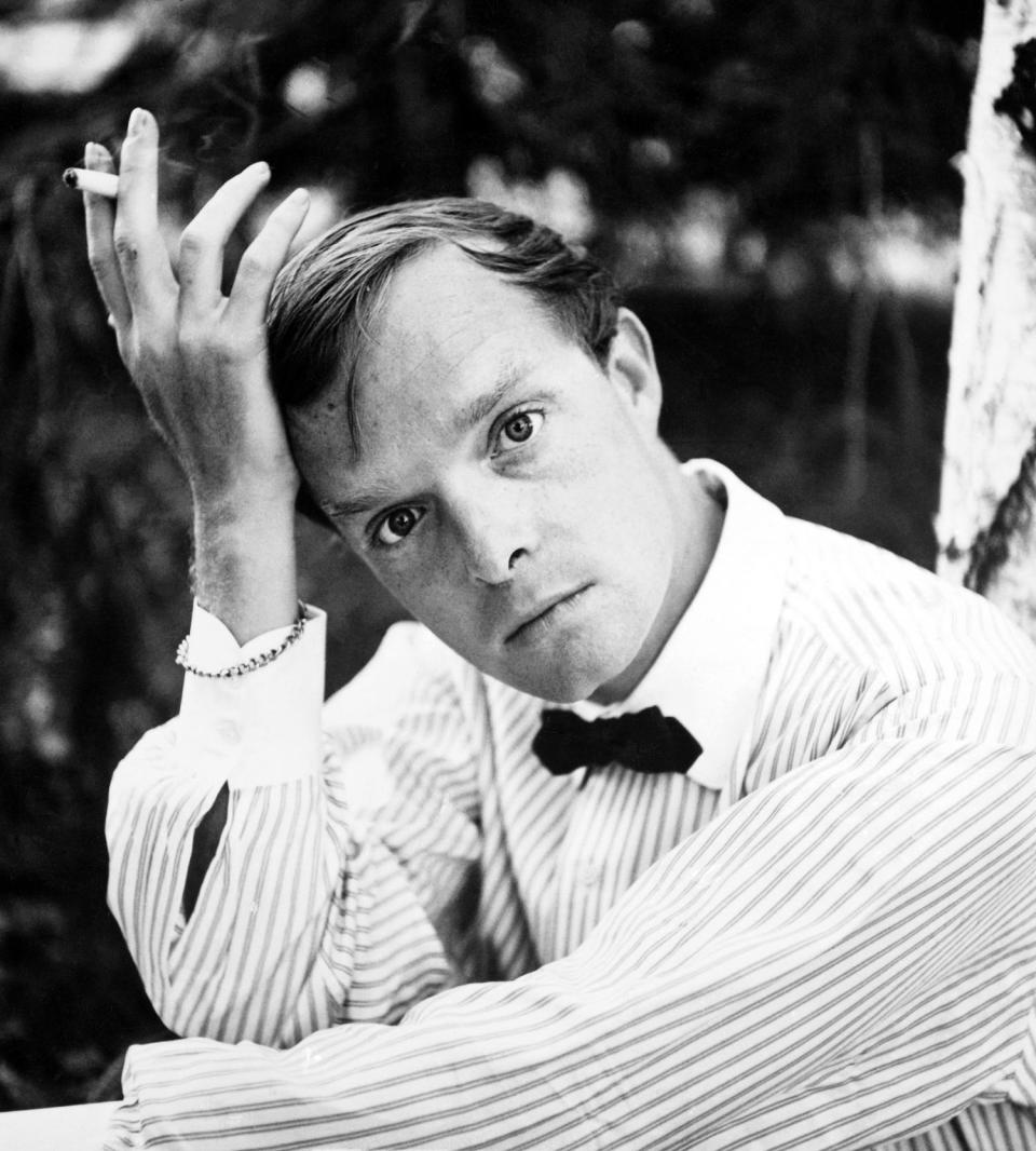 Author Truman Capote Posing Outdoors with Cigarette in 1940. (Bettmann Archive)