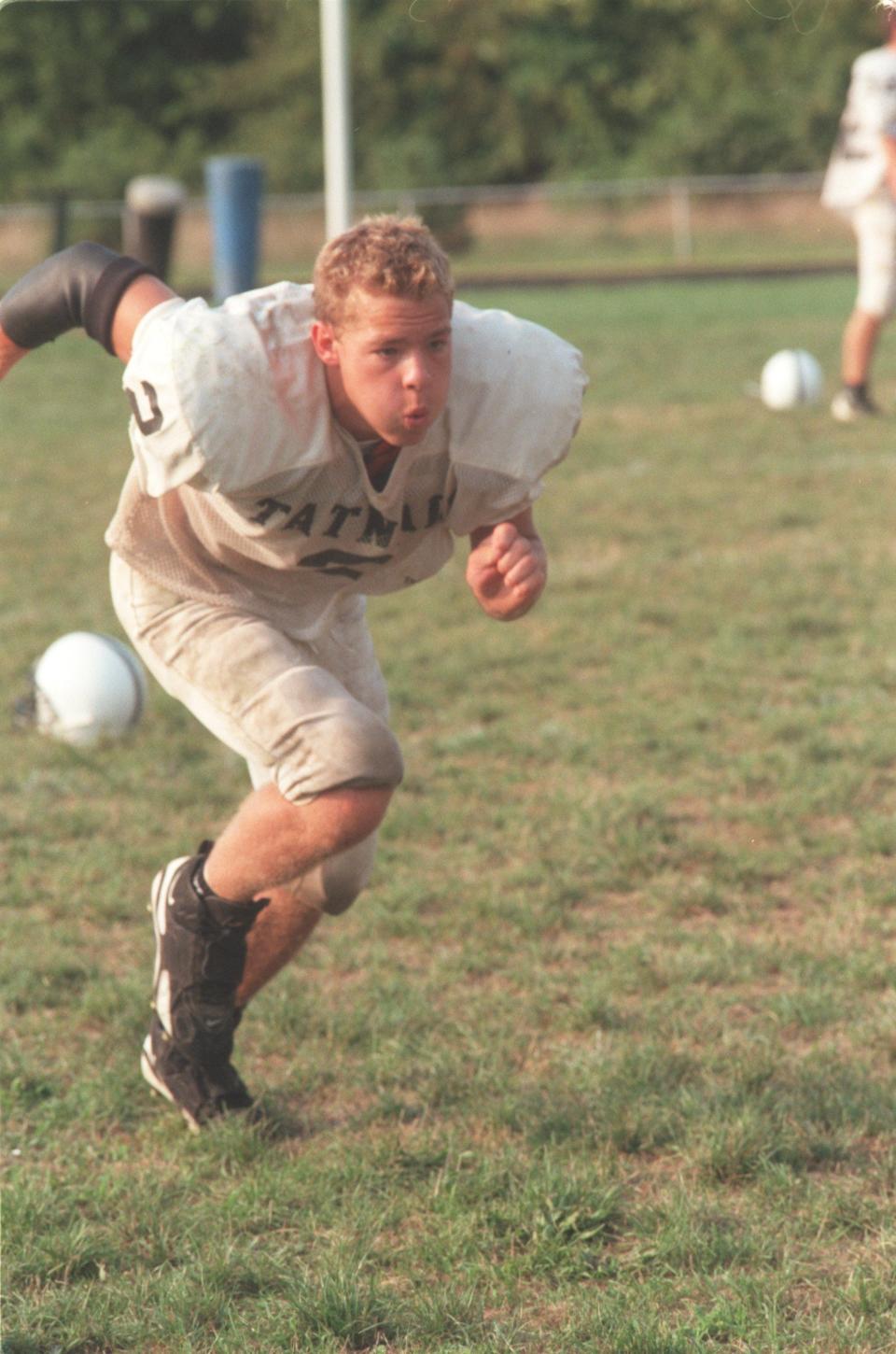 Wilmington native and "King Richard" screenwriter Zach Baylin practices with the Tatnall School football team in 1997.