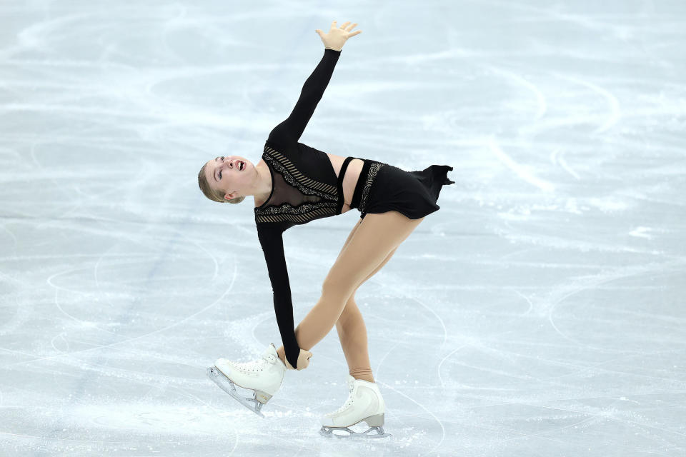 Lindsay Van Zundert of Netherlands skates during the Women Single Skating Short Program on day eleven of the Beijing 2022 Winter Olympic Games at Capital Indoor Stadium on February 15, 2022 in Beijing, China.