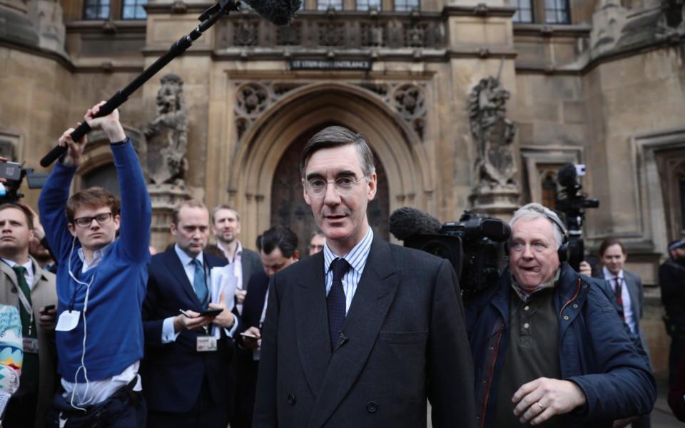 Jacob Rees-Mogg speaks to the media after submitting a letter of no confidence in Prime Minister Teresa May, outside the Palace of Westminster on November 15, 2018 - Getty Images Europe