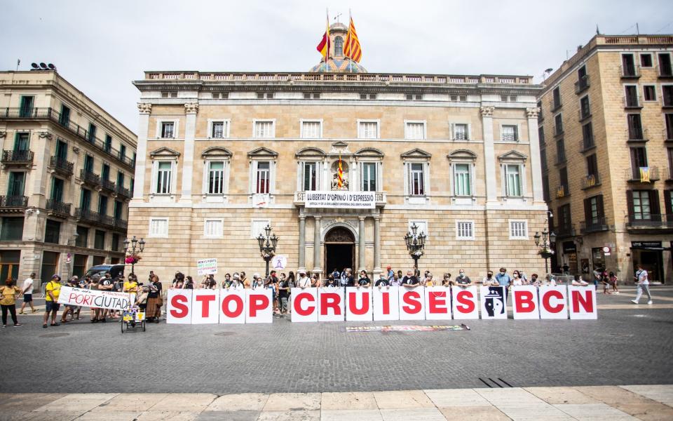 Protesters in Barcelona campaign against cruise ships - Getty Images