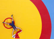 Poland's Damian Janikowski celebrates his victory over France's Melonin Noumonvi for the bronze medal on the Men's 84Kg Greco-Roman wrestling at the ExCel venue during the London 2012 Olympic Games August 6, 2012. REUTERS/Kim Kyung-Hoon (BRITAIN - Tags: OLYMPICS SPORT WRESTLING TPX IMAGES OF THE DAY) 