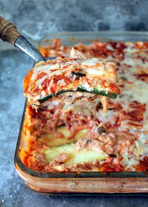 Cooked Zucchini Lasagna in a pan