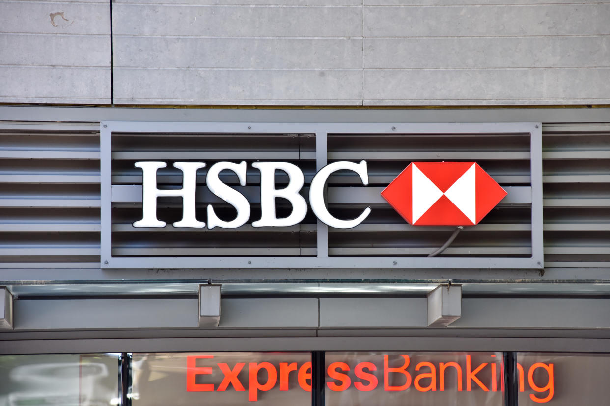 NEW YORK, NEW YORK - JUNE 17: Scene of an HSBC branch on Wednesday, June 17, 2020. According to Reuters news agency, HSBC, the biggest bank in Europe plans to eliminate 35,000 jobs worldwide, as it continues to struggle with the impact of the coronavirus. The value of HSBC stock has fallen by over 25% since the onset of the pandemic.  (Photo by Joana Toro/VIEWpress via Getty Images)