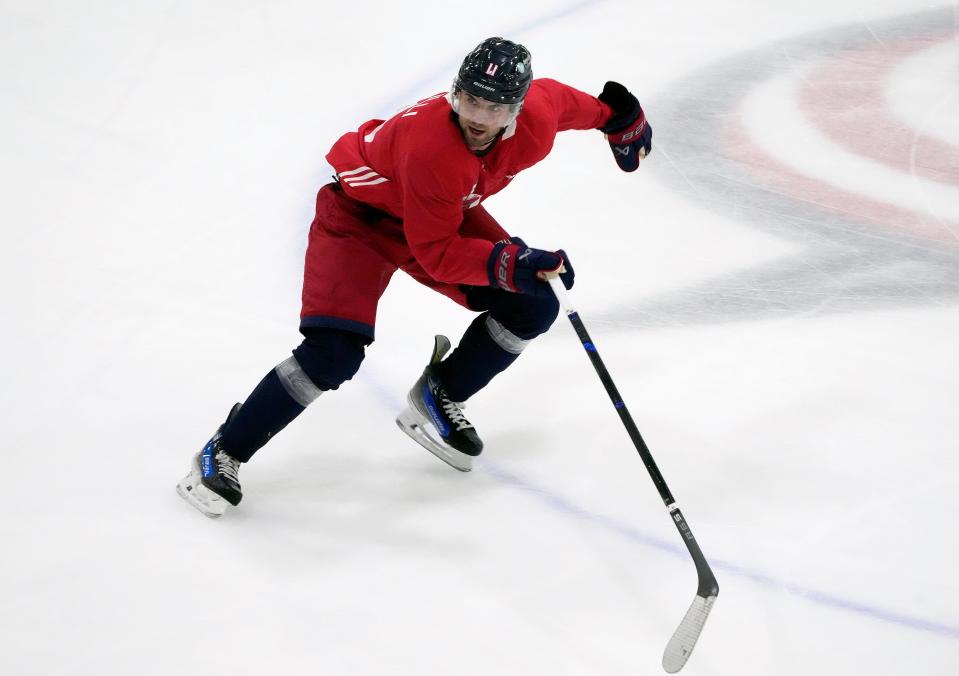 Blue Jackets center Adam Fantilli during practice at the Ice Haus.