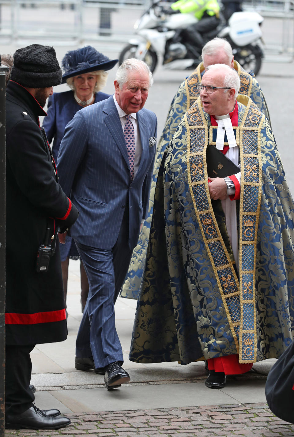 The Prince of Wales and the Duchess of Cornwall arrive at the Commonwealth Service at Westminster Abbey, London on Commonwealth Day. The service is the Duke and Duchess of Sussex's final official engagement before they quit royal life. (Photo by Yui Mok/PA Images via Getty Images)