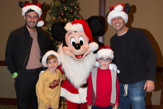 Scott Brinegar/Disneyland Resort Jwan Yosef, Ricky Martin, his twins and Mickey Mouse