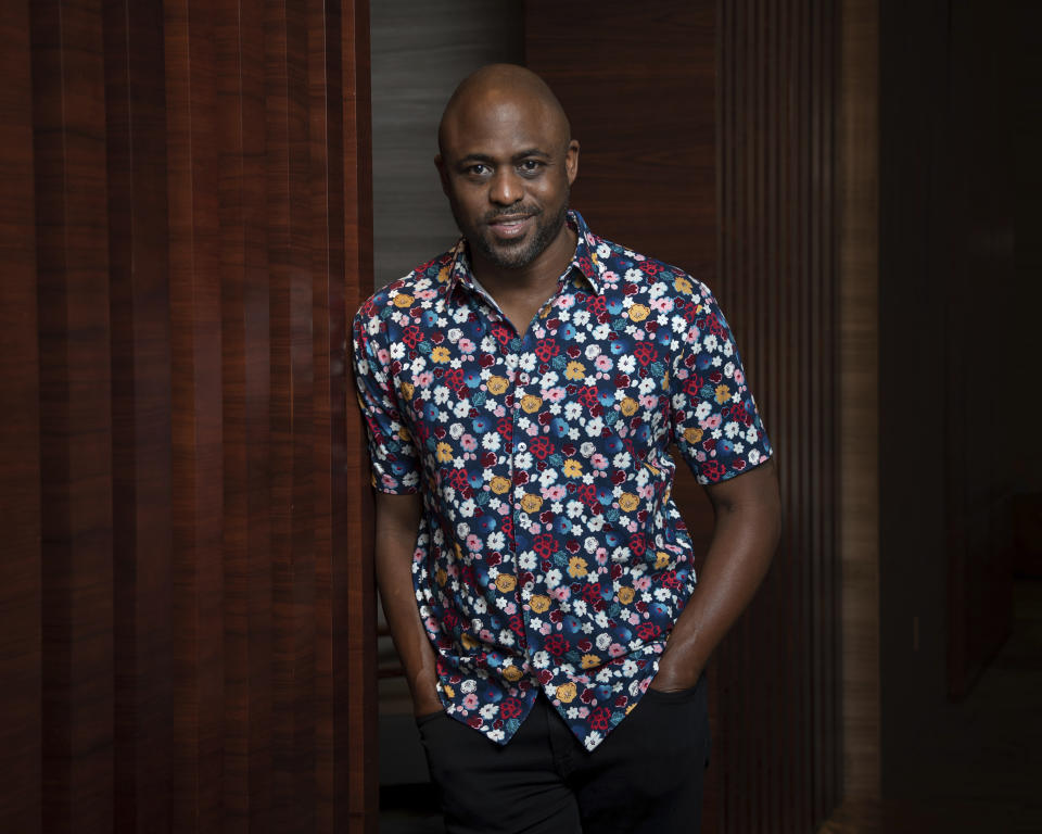 Actor, comedian and singer Wayne Brady poses for a portrait at the Park Hyatt Hotel in New York on May 19, 2021 to promote his new spoken word track, “A Piece by the Angriest Black Man in America (or, How I Learned to Forgive Myself for Being a Black Man in America).” It appears on “Transformation: Personal Stories of Change, Acceptance, and Evolution,” actress Glenn Close’s new spoken word jazz album with Grammy-winning jazz musician Ted Nash, released this month. (Photo by Christopher Smith/Invision/AP)
