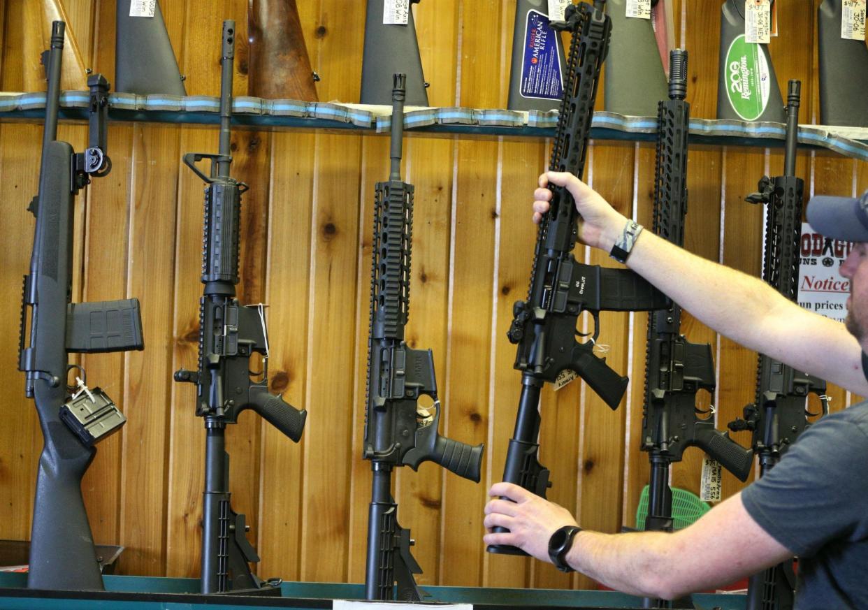 Semi-automatic AR-15's are for sale at Good Guys Guns & Range in Orem, Utah. An AR-15 was used in the Marjory Stoneman Douglas High School shooting in Parkland, Florida: Getty