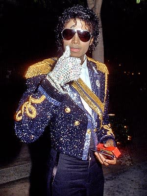 The iconic rhinestone glove at the 1984 Grammys--he won eight awards for Thriller.