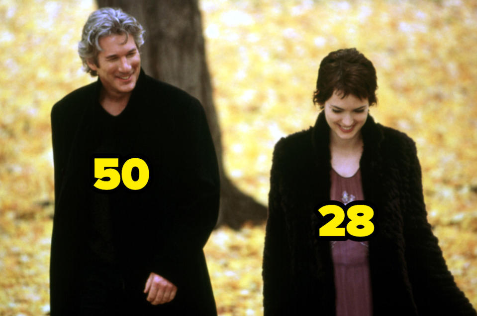 50-year-old Richard Gere walking with 28-year-old Winona Ryder
