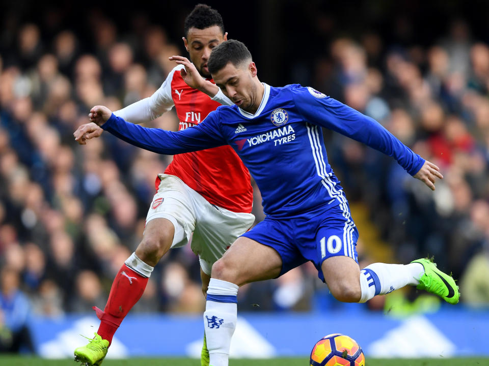 Eden Hazard announced his return to top form with a stunning goal against Arsenal in February: Getty