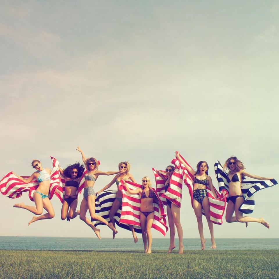 There's nothing like a Fourth of July celebration! After all, what's more American than stuffing our faces at BBQs, swimming at the beach or watching fireworks? Well, celebrities sharing their festive party pics, that's what. <strong>PHOTOS: 11 Reason to Celebrate America in 2015</strong> Also Bruce Springsteen's butt... Sorry, we got distracted. Where were we? Right! Taylor Swift and her famous friends got the party started early, showing off their stripes at a poolside soiree on Friday. We have a serious case of #SquadGoals right now. <strong>PHOTOS: Taylor Swift Gets a Piggy Back Ride From Calvin Harris!</strong> The "Bad Blood" singer's British BFF Ed Sheeran even got in on the holiday spirit. But where were the stars of our nation's flag? On Taylor's crew's onesises, naturally... ...all over Kim Kardashian, of course. Meanwhile, Miley Cyrus and her lookalike little sister Noah Cyrus apparently cleared out every party supply store in America... <strong>PHOTOS: Miley Cyrus Doubles Down on Patriotic Gear</strong> ...and Joe Jonas and his very serious twinsie zip-up sweatshirt are pretty much everything. Who else is giddily helping America ring in the big 2-3-9? Keep scrolling below to see pics from some of your favorite stars. <strong>PHOTOS: Hollywood's Sexiest Shirtless Men</strong> <strong>NEWS: Get Your Independence Day on with ET's Patriotic Playlist</strong> Twitter Happy Independence Day!