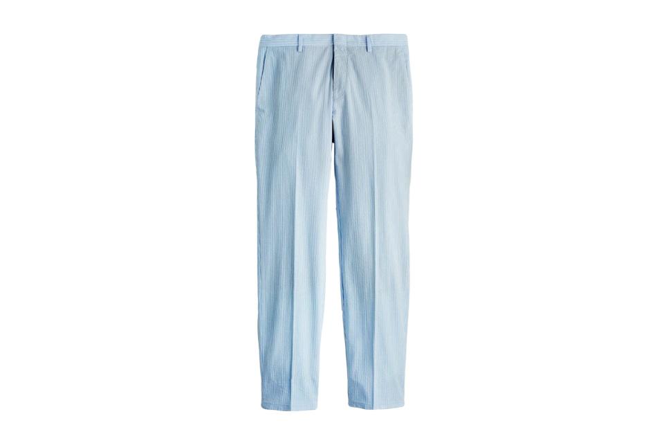 J.Crew “Ludlow slim-fit unstructured suit pant in blue seersucker