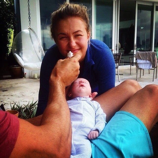 It doesn't get much cuter than this! Hayden Panettiere and her husband Wladimir Klitschko welcomed their newborn baby Kaya Evdokia to the world of social media with a lovable Instagram post on Jan. 4, 2015. Klitschko posted the snap of his wife-to-be making a silly face while cradling their bundle of joy with the caption, "#family #klitschko #newyear."
