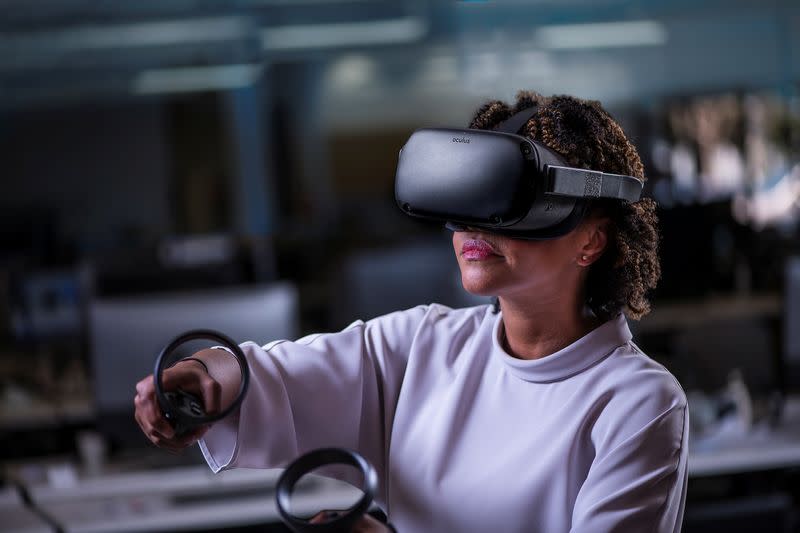 Oculus Quest all-in-one VR device is shown in an undated photo