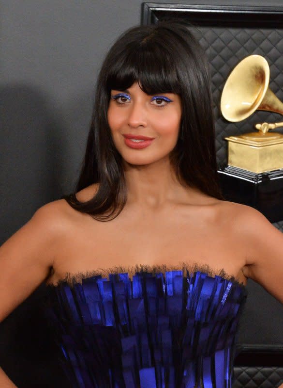Jameela Jamil arrives for the 62nd annual Grammy Awards held at Staples Center in Los Angeles on January 26, 2020. The actor turns 38 on February 25. File Photo by Jim Ruymen/UPI