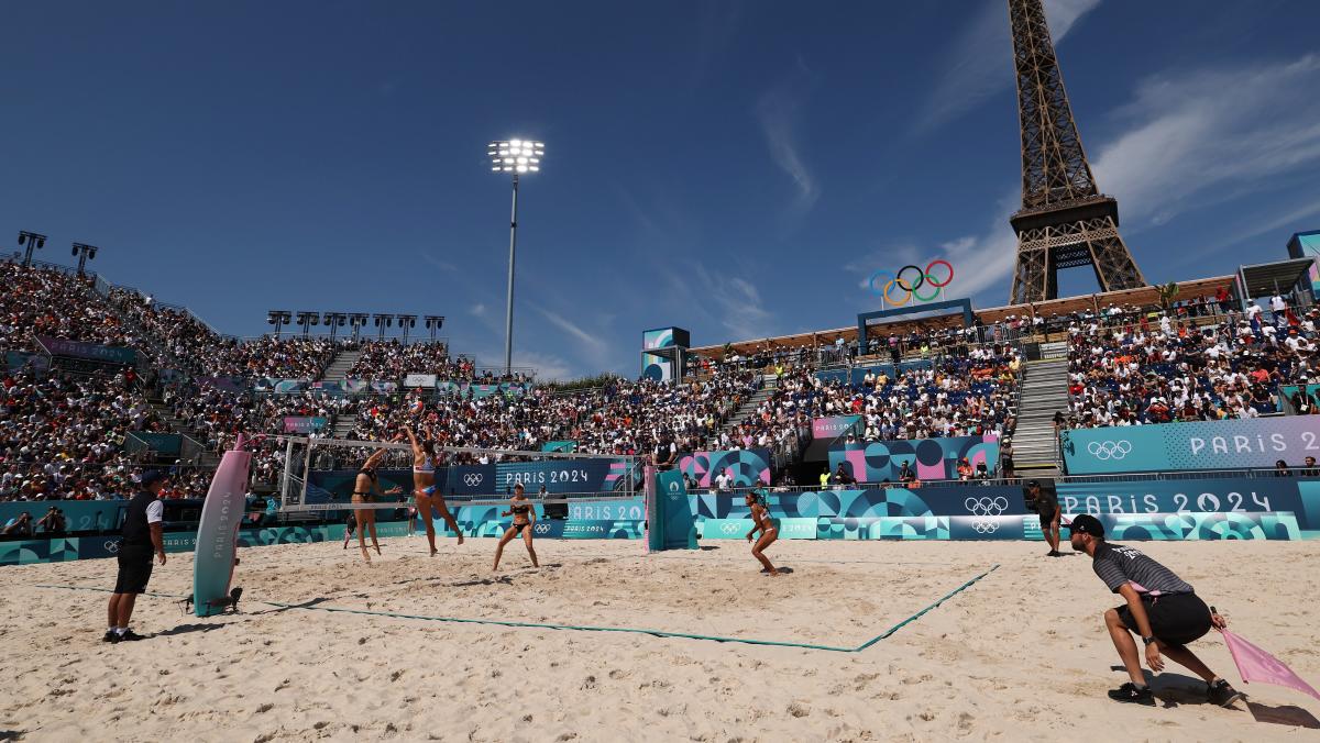 Olympic Beach Volleyball Sand Is Money at Eiffel Tower Venue