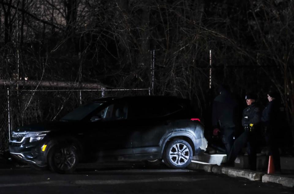 <div class="inline-image__caption"><p>An eagle-eyed tipster spotted the couple’s black car outside a Detroit building.</p></div> <div class="inline-image__credit">Matthew Hatcher/Getty</div>