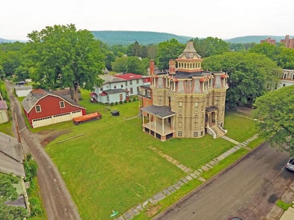 The exterior of the 41-bedroom castle in upstate New York.