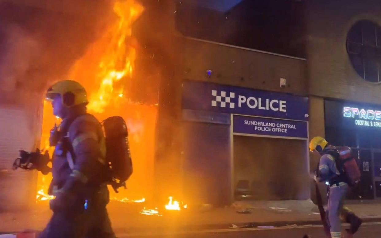 Sunderland police station caught fire