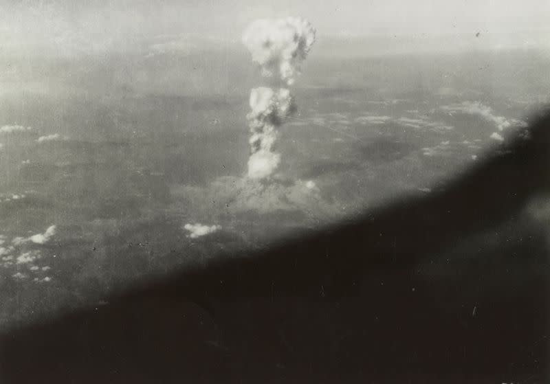 FILE PHOTO: Smoke billows after an atomic bomb was dropped on Hiroshima