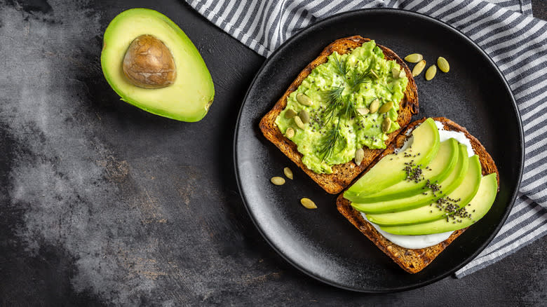 Avocado toast on a plate