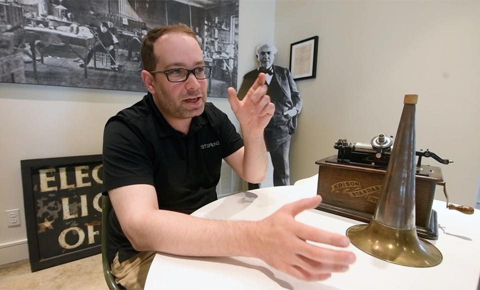 The idea of collecting began for Chad Shapiro began with this1905 Edison phonograph that his grandfather gave his father, who had an interest in Thomas Edison as a child, on his 21st birthday. Growing up, Shapiro's father would play the phonograph on his birthday. Chad began his interest in Thomas Edson when he was eight years old.