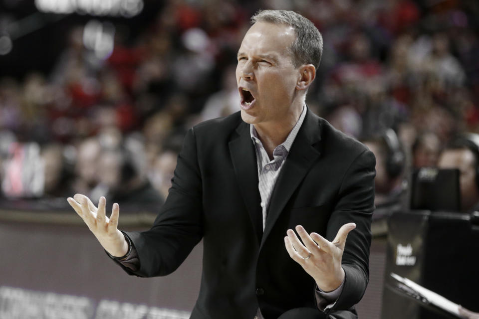 Northwestern coach Chris Collins yells during the first half of an NCAA college basketball game against Nebraska in Lincoln, Neb., Sunday, March 1, 2020. (AP Photo/Nati Harnik)