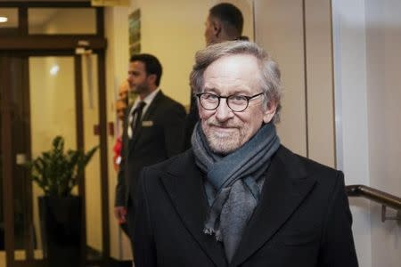 Direcor Steven Spielberg arrives for a meeting the "Past is Present Survivor Gathering" in Krakow January 26, 2015. REUTERS/Lukasz Krajewski/Agencja Gazeta