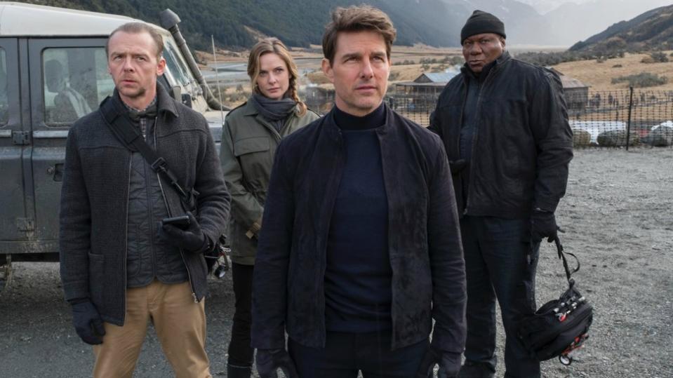 Ethan Hunt and his team look on In Mission: Impossible — Fallout