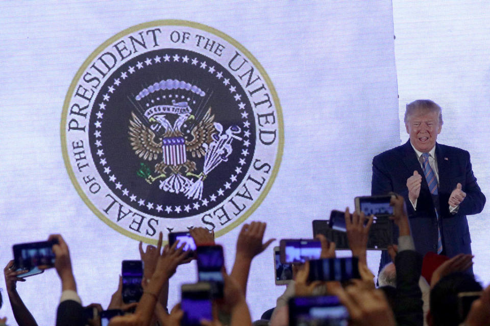 A more fitting presidential seal, perhaps? Source: Alex Wong/Getty Images