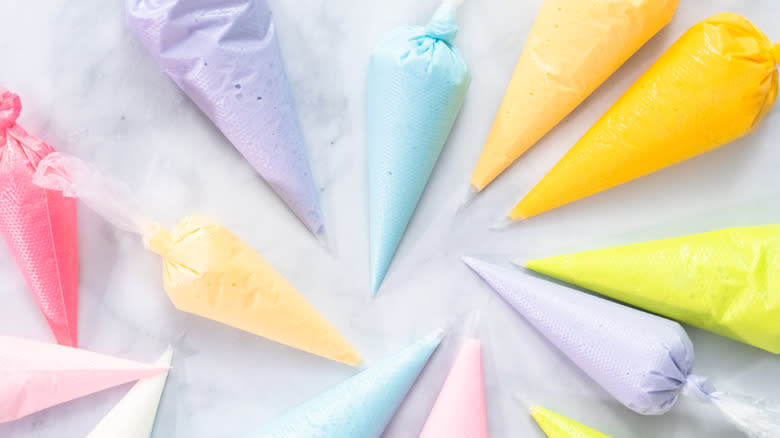 colorful icing bags