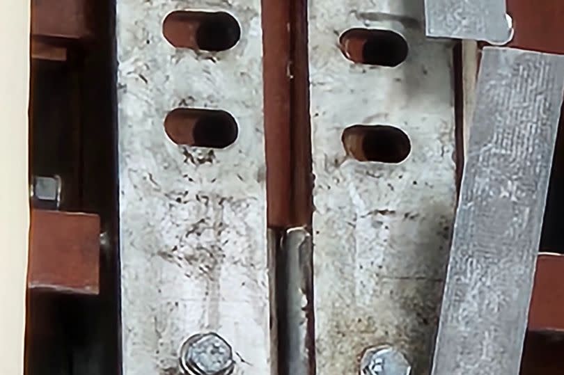 Structural bolts which are claimed to be 'missing' within Exeter's all-through school Matford Brook Academy