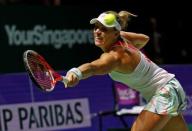 Tennis - Singapore WTA Finals Round Robin Singles - Singapore Indoor Stadium, Singapore - 27/10/2016 - Angelique Kerber of Germany in action against Madison Keys of the U.S. REUTERS/Edgar Su