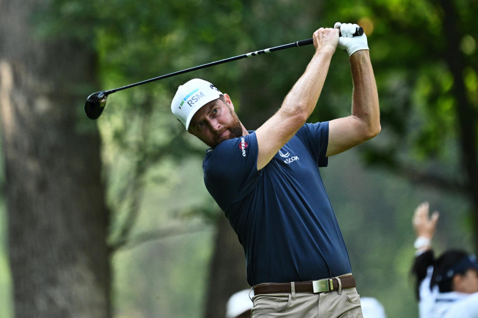 Chris Kirk starts from the 5th tee during the second round of the BMW Championship golf tournament.  Mandatory Credit: Jamie Sabau-USA TODAY Sports