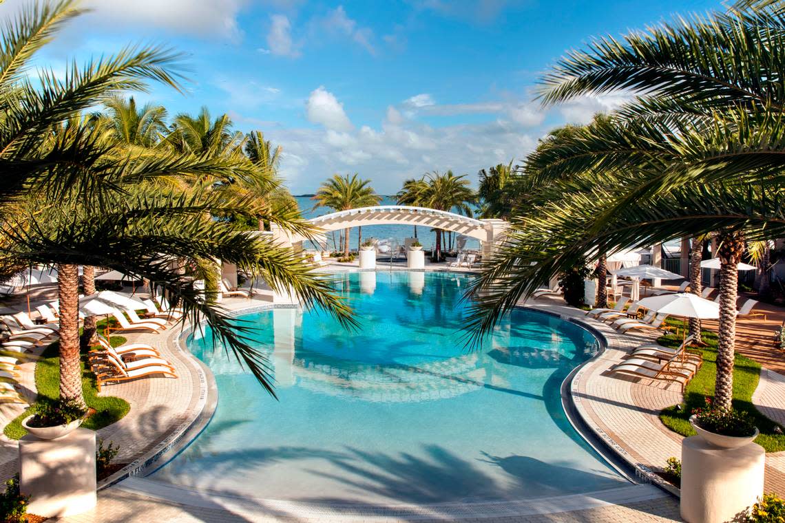 The pool at Playa Largo Resort & Spa in Key Largo, one of the best hotels in Florida, according to Travel + Leisure.