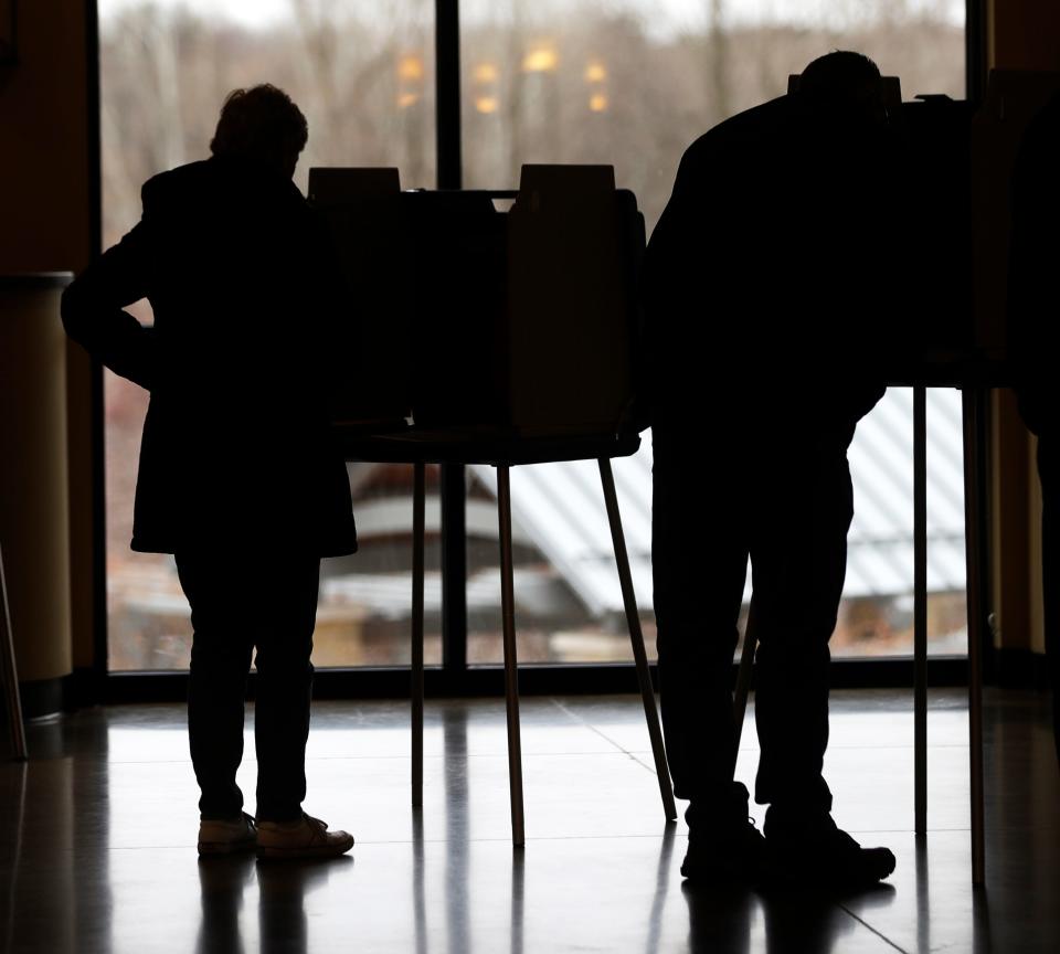 Green Bay residents vote in the spring general election on April 4, 2023, at the Green Bay Botanical Garden.