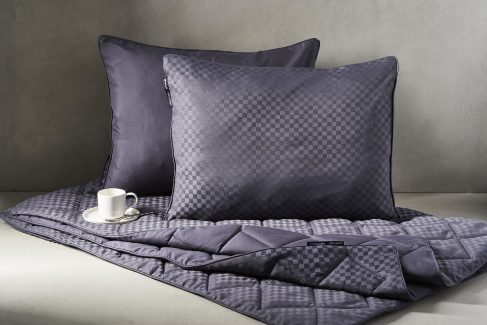 The matching pillowcase and duvet set from the partnership between Etihad Airways and Armani Casa