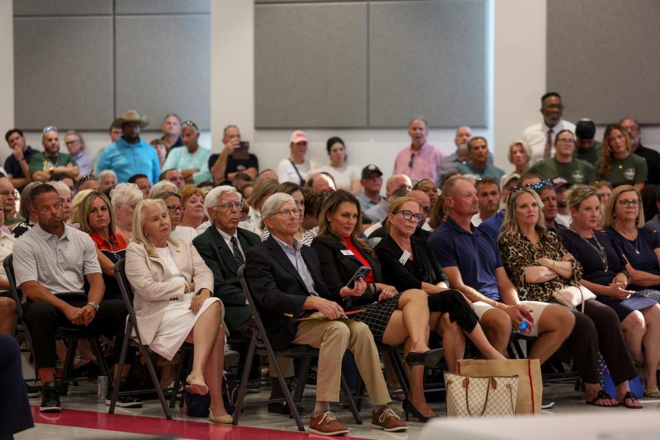 At least 500 people attended the standing room only Indian River County sheriff debate, Monday, June 17, 2024, in the Indian River Charter High School’s auditorium. Incumbent Eric Flowers, Fellsmere Police Chief Keith Touchberry, former Deputy Chief Milo Thornton of the sheriff’s office and write-in candidate Deborah Cooney were the candidates involved in the political debate.