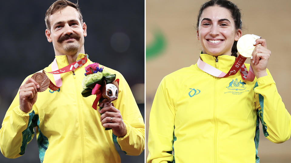 Evan O'Hanlon and Paige Greco, pictured here after winning medals at the Paralympics.