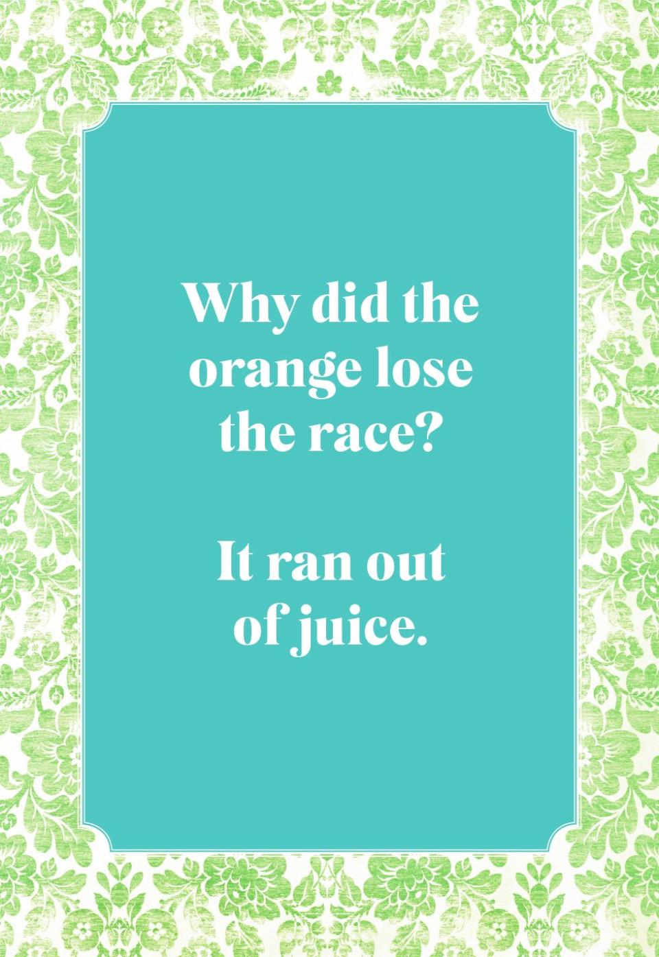 Why did the orange lose the race?